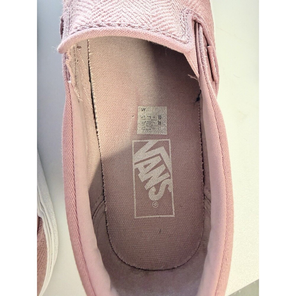Vans Classic Slip-On Pink Herringbone Sneakers Women’s 9.5 (Men’s 8) Low Top - Picture 14 of 15